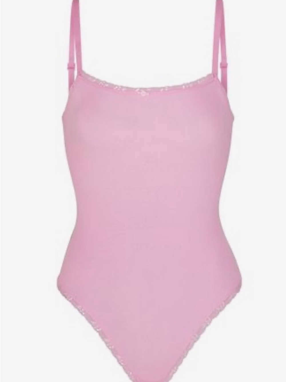 SKIMS Lace Pointelle Pink Bodysuit